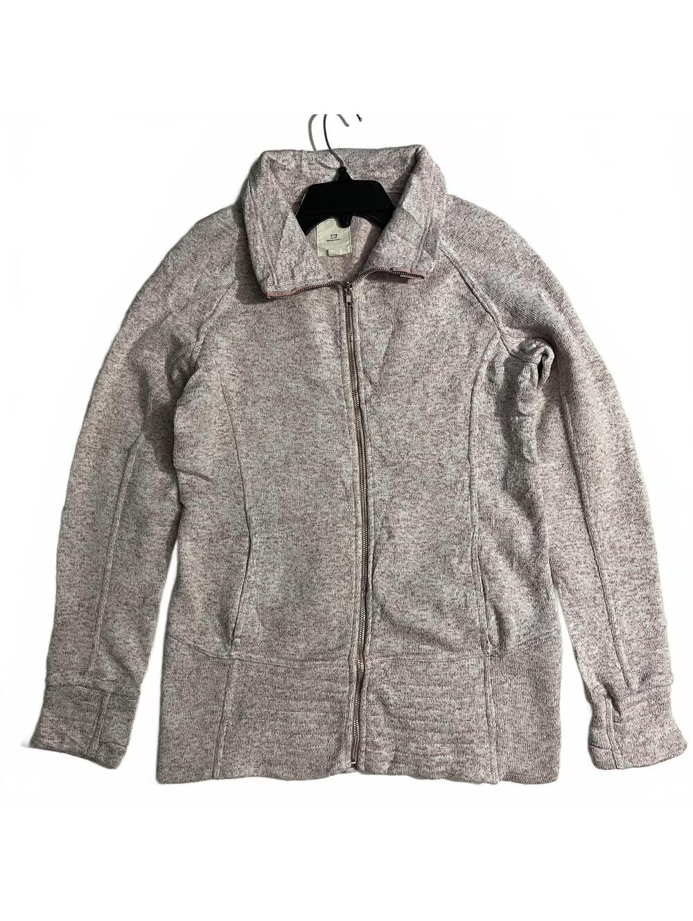 Thread & Supply Y2K Light Pink Chunky Knit Full Zip Sweater Jacket Size Medium